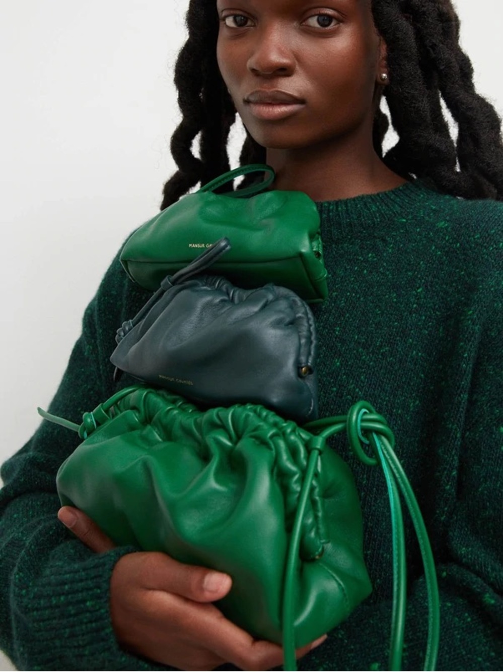 MANSUR GAVRIEL - Green Cloud Clutch and Shoulder Bag